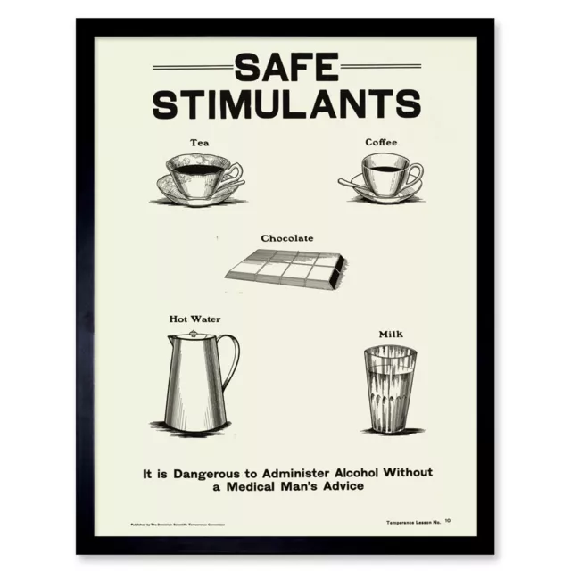 Temperance Prohibition Alcohol Safe Stimulants Framed Wall Art Print 9X7 In