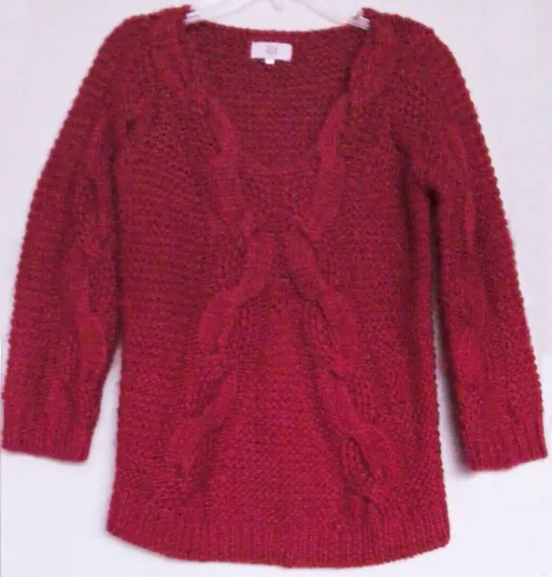 NOA NOA wool blend JUMPER light Chunky stretch Knit Red Sweater TOP ~ Women sz S