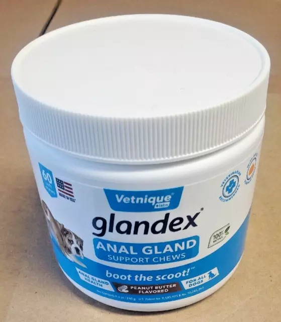 GLANDEX Anal Gland Support Peanut Butter  flavor. Soft Chews Dogs 60 Ct exp 2025