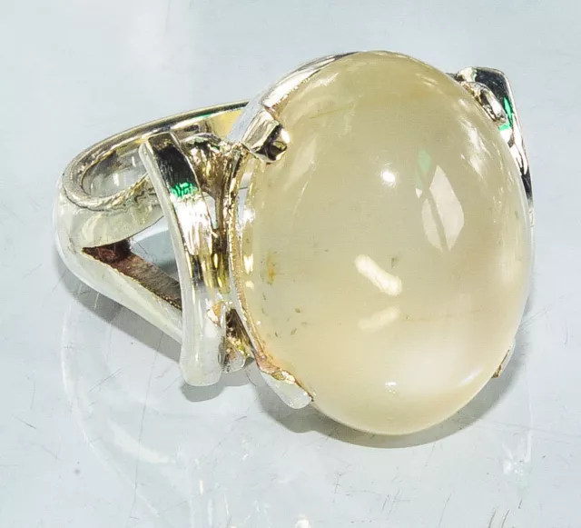 Sterling Silver Traditional Asian Vintage Style Moonstone Ring Size N Gift