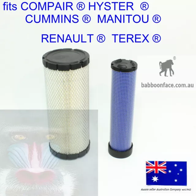 for Inner Outer Air Cleaner Filter COMPAIR HYSTER CUMMINS MANITOU RENAULT TEREX