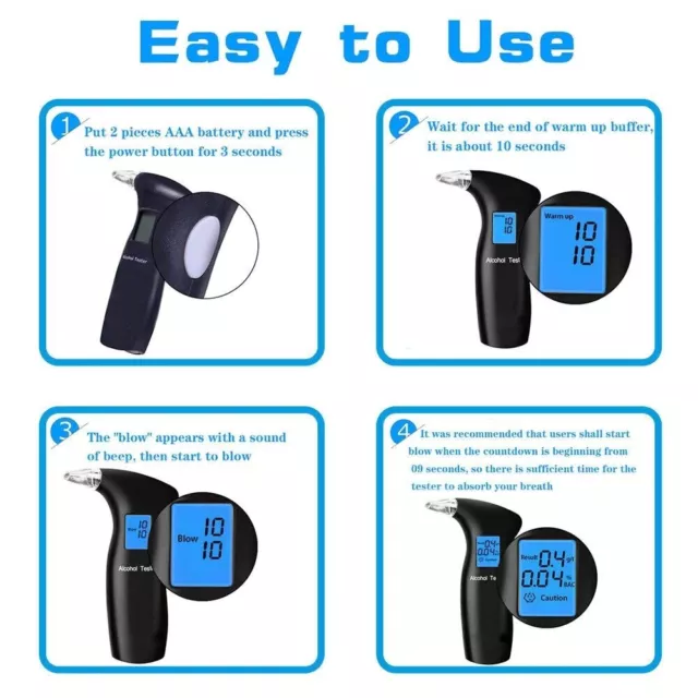 Digital Alcohol Breathalyser Personal Breath Breathtester LCD Alcohol Tester AU 3