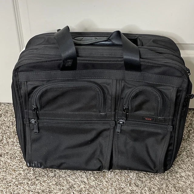 Tumi 26103DH Alpha Wheeled Deluxe Black Rolling Travel Expandable Briefcase Bag