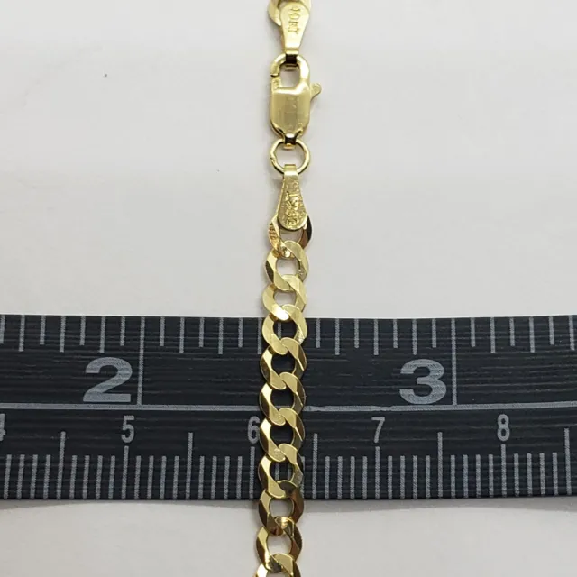 10K Yellow Gold Solid Cuban Link Chain Curb Necklace Bracelet 4mm Size 7"~30"