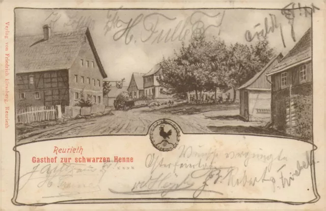 AK Reurieth, Gasthof zur schwarzen Henne, Hildburghausen, Thüringen, 1901