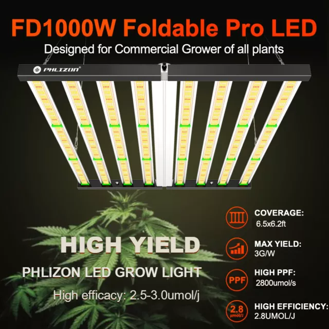 Spider 1000W LED Grow Light Full Spectrum Commercial Grow CO2 Indoor Veg Flower