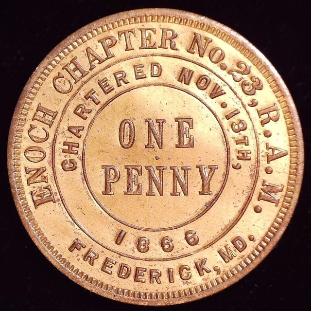 Enoch Chapter No 23 Masonic Penny Token Frederick Maryland Enoch Chapter No 23 Masonic Penny Token Frederick Maryland