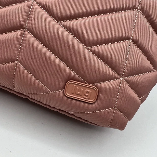 LUG Blush Pink Camo Strap Flare Quilted Crossbody Bag Purse RFID Rose Gold 2