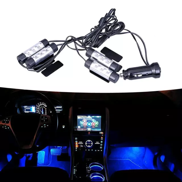 3 LED Car Charge Blue 12V Glow Interior Lamp Decorative 4 in 1 Atmosphere Light
