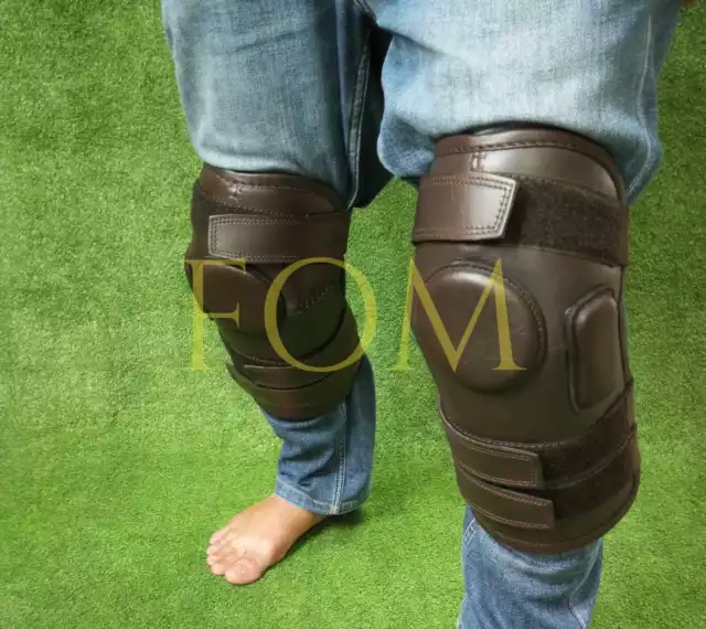 Leather Polo Riding Knee Guards 3 Straps Padded Guards Excellent Quality Pads