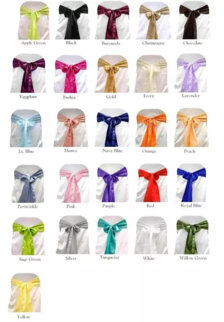 Satin Chair Cover Bow Sash For Wedding / Party Uk Seller, Wholesale Many Colours