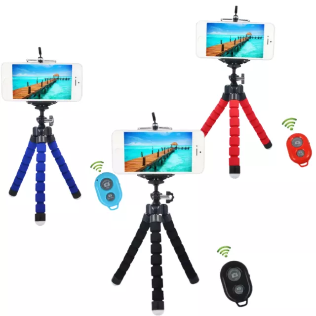 Smartphone Handy Stativ Selfie Stick Tripod Klemmstativ Ständer Halter Bluetooth