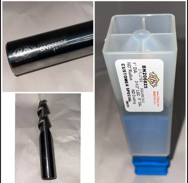 Cgs Bn206825 2 Flute 1" Dia 2-1/2 Loc 6" Oal No Radius No Coating Inch Cnc Bit