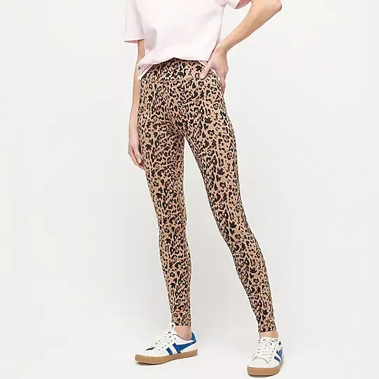 JCREW Weekend 7/8 high-rise leggings in leopard pants Womens Size XS Camel Black