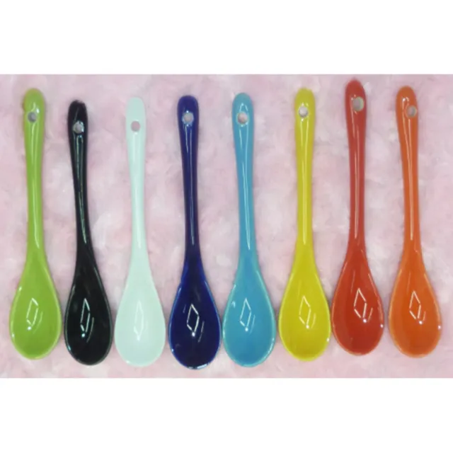 8pcs Spoon Colored Dessert Spoons Teaspoons for Coffee Ceramic Spoon for Mug
