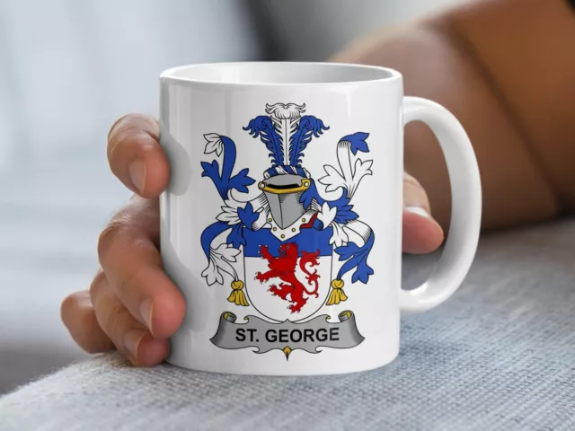 Irish Family Crest St. George Mug, Heraldic Coffee Cup, Ancestry Gift