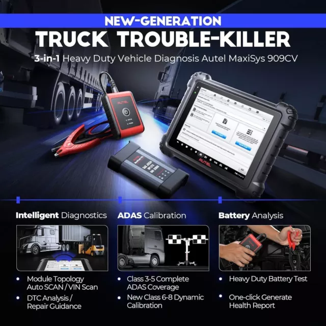 Autel Maxisys MS909CV Diesel 2024 Diagnostic Heavy Duty Truck Commercial Scanner 3