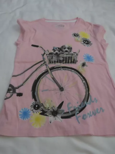 Girls Justice Pink Dog Bike Short Sleeve Shirt  Size 10