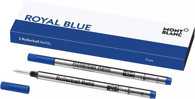 Montblanc Rollerball Refills (F) Royal Blue 124501 – Quick-Drying Pen Refills fo