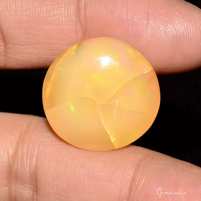 Certified 29.80 Cts Natural Untreated Ethiopian Opal Round Cab Huge Gem For Ring