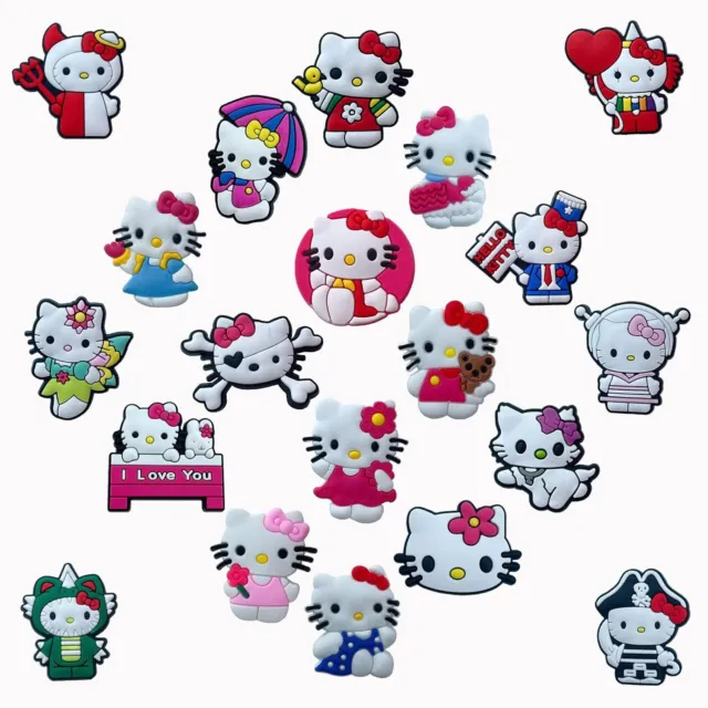 50 Pcs Crock Shoe Charms for Croc Kids Girls, for Hello Kitty Croc Charms for Pa