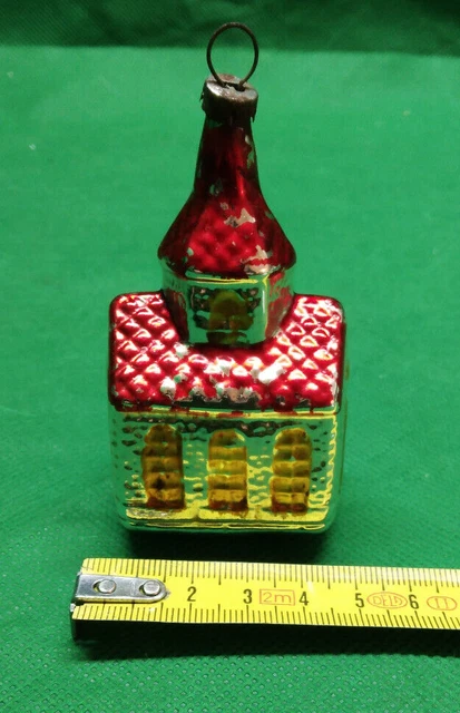 1 Boule De Noel En Verre Ancienne En Forme D'église