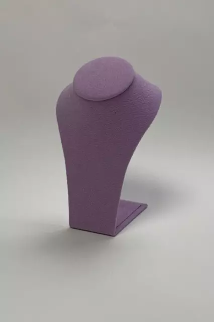 Miniature Jewellery Display Upright Bust (Lilac Suede) Necklace Stand