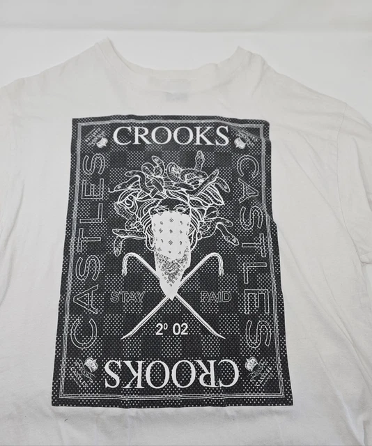 Crooks & Castles White Hip Hop Medusa Tee Size L Large Short Sleeve Crew Neck