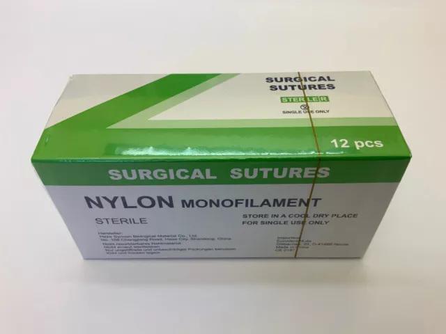 Nylon 6-0, 75cm, 12mm Rundkörper, 12 Folien, chirurgisches Nahtmaterial, Sutures