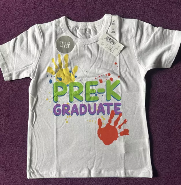 Unisex Toddler Kids, Pre-K Graduate, White T-Shirt