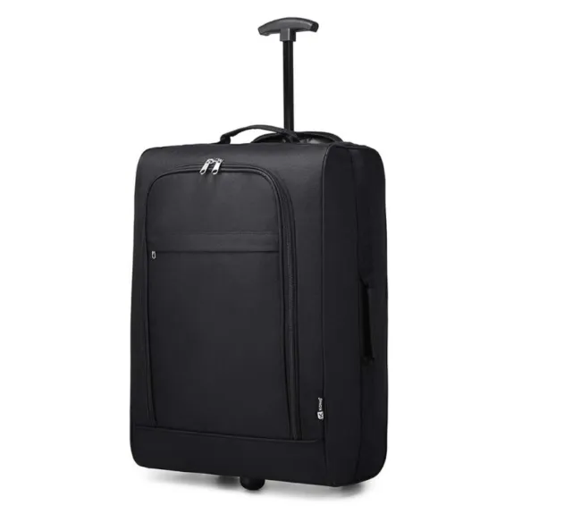Cabin Approved Hand Luggage 33L Trolley Bag Soft Shell 2 Wheels Black