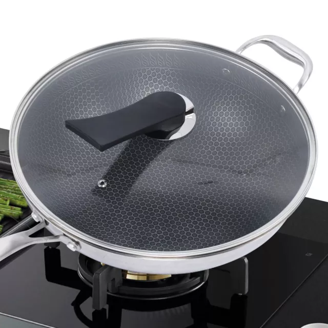Sartén antiadherente de acero inoxidable para cocina pantalla de doble cara panal wok