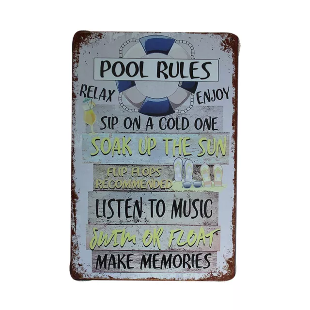 3xMetal Tin Signs POOL RULES Garage  Look Man Cave 200x300mm Shed Bar Home Decor
