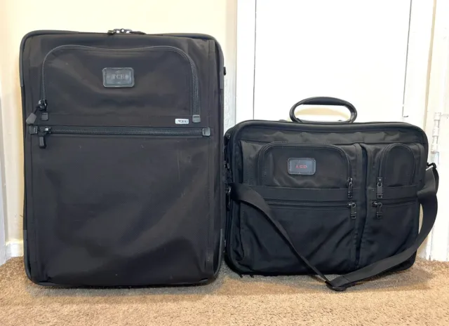 TUMI Alpha 22021DH CarryOn & 2202D3 Laptop Briefcase Ballistic Black luggage set 3