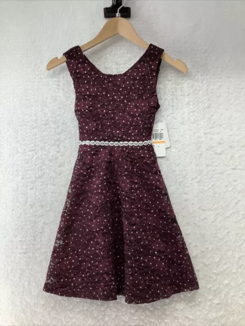 Speechless Kids Burgundy Formal Sleeveless Sparkle Dress Girls Size 7