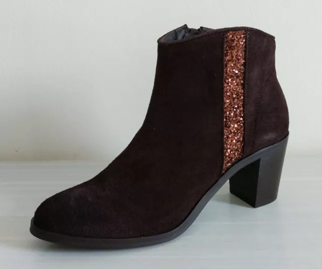 Boots. Bottines Marron. Strass. Talons. Andre. Cuir. Pointure 39           #Ckdb