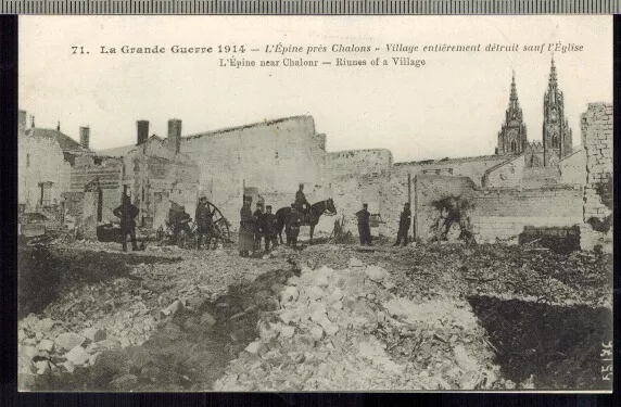 Cpa-Militaria//Carte Postale-Village Detruit Sauf L'eglise-L'epine Pres Chalons