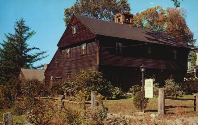 Postcard MA Deerfield Massachusetts Old Indian House Chrome Vintage PC G6238