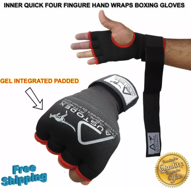 Austodex Fist Gel Bandages MMA boxing Inner Quick Hand Wraps Gloves straps black