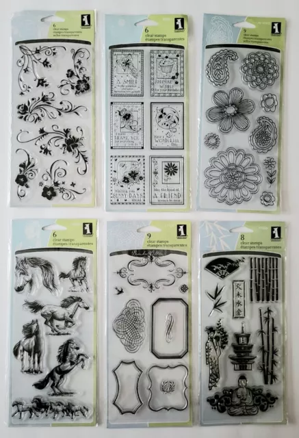 Lot Of 6 Pkgs. New Inkadinkado Clear Stamps Friendship, Borders, Holiday