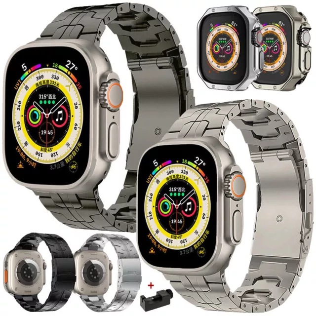 Titan Metall Armband Hülle für Apple Watch Ultra 2 49mm Series 9 8 7 6 5 4 3 SE