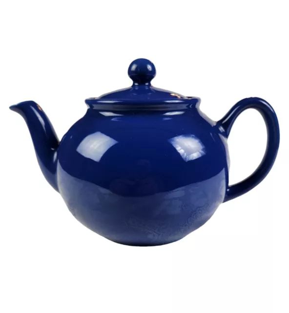 Vintage Pristine Pottery England Ceramic Cobalt Navy Blue Teapot Pier One Import