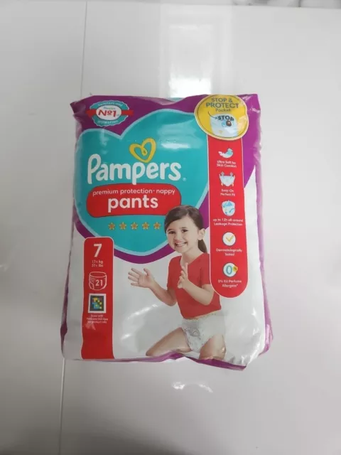 Pampers Premiun Protection Nappy Pants - SIZE 7 (17+kg) Packet Of 21 Nappies
