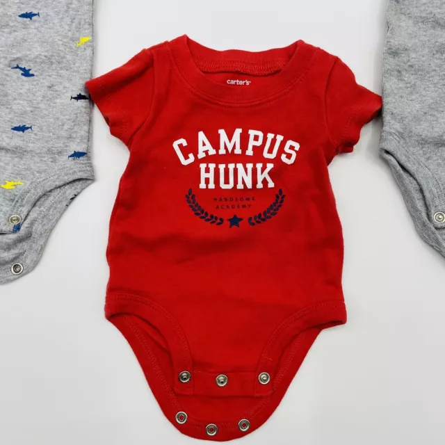 Carters Baby Infant Boys Size Newborn 3 Piece Short Sleeve Bodysuit Lot 1597 3
