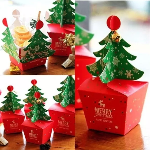 kids Candy Gift Apple Cupcakes Dessert Pack Box Xmas Bags Bell Christmas Tree