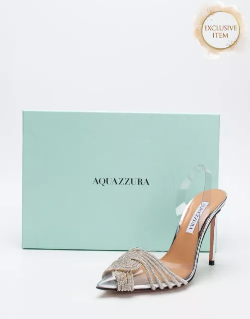 RRP€400 AQUAZZURA Slingback Shoes US6 UK3 EU36 Rhinestones Made in Italy