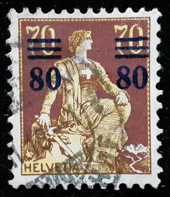 Switzerland Stamp 1915 80c on 70c Helvetia Scott # 189 Mi 127 Used