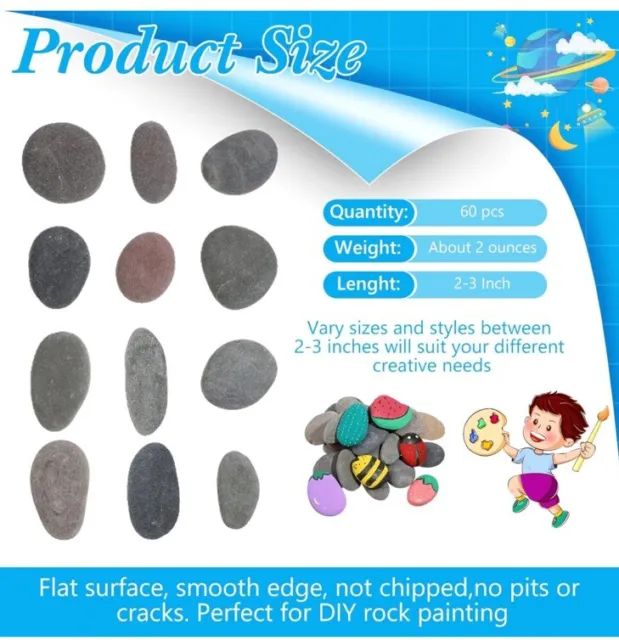 15 Pcs Rocks for Painting, River Rocks to Paint, 2-3 Flat Painting Rocks,  S