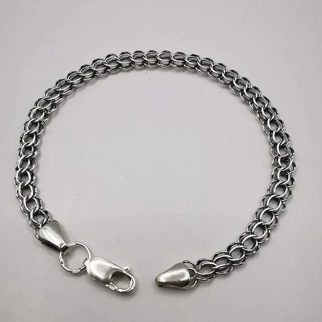Bracelet En Argent Sterling 925 Massif Niellé Siam Thaïlande - Occasion Bon État