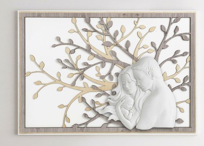 Quadro Capezzale Sacra Famiglia E Albero Della Vita In Legno E Pietra Rigenerata Eur 249 00 Picclick It